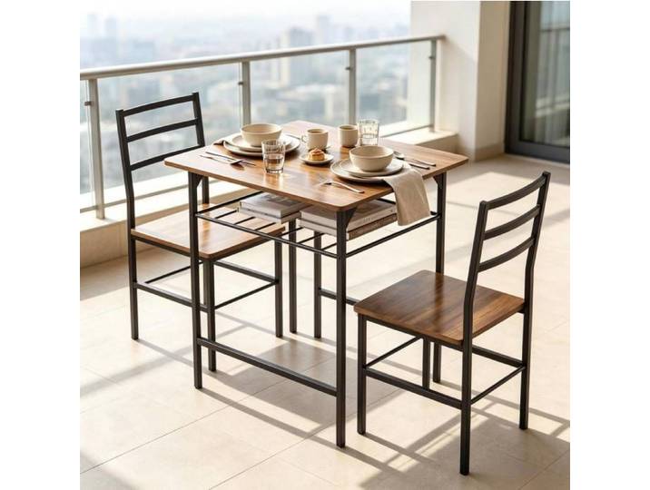 Ensemble table et chaises salle à manger table et 2 chaises mobilier compact gain de place style moderne