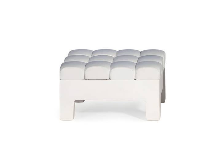 MYYOUR pouf Modì (Base blanche / si blanc - Faux cuir)