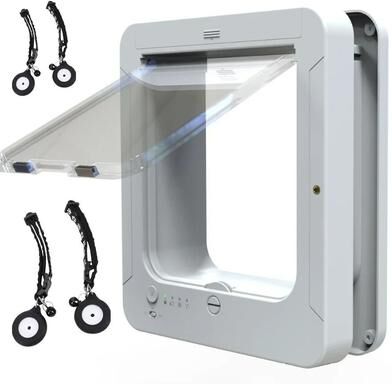 Uplift Essentials Electronic Induction Smart Pet Door With Microchip Sensor grey With 4pc Sensors
