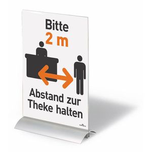 Durable Tischaufsteller 8589 Presenter, A4, aus Acryl, mit Aluminiumfuß, T-Form, beidseitig