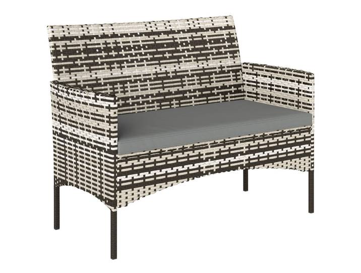 Outsunny Gartenbank 2-Sitzer aus PE-Rattan-Stahl Hellgrau, Metall, Füllung: Schaumstoff,Schaumstoff,Schaumstoff,Schaumstoff, 63x85x115 cm, Gartenmöbel, Gartenbänke