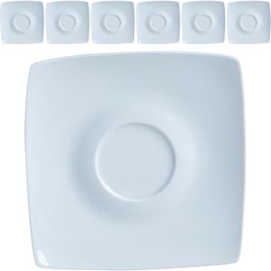 Van-Well Untertasse Java, weiß, Porzellan, eckig, 17,5 x 17,5 cm, Jumbo, 6 Stück