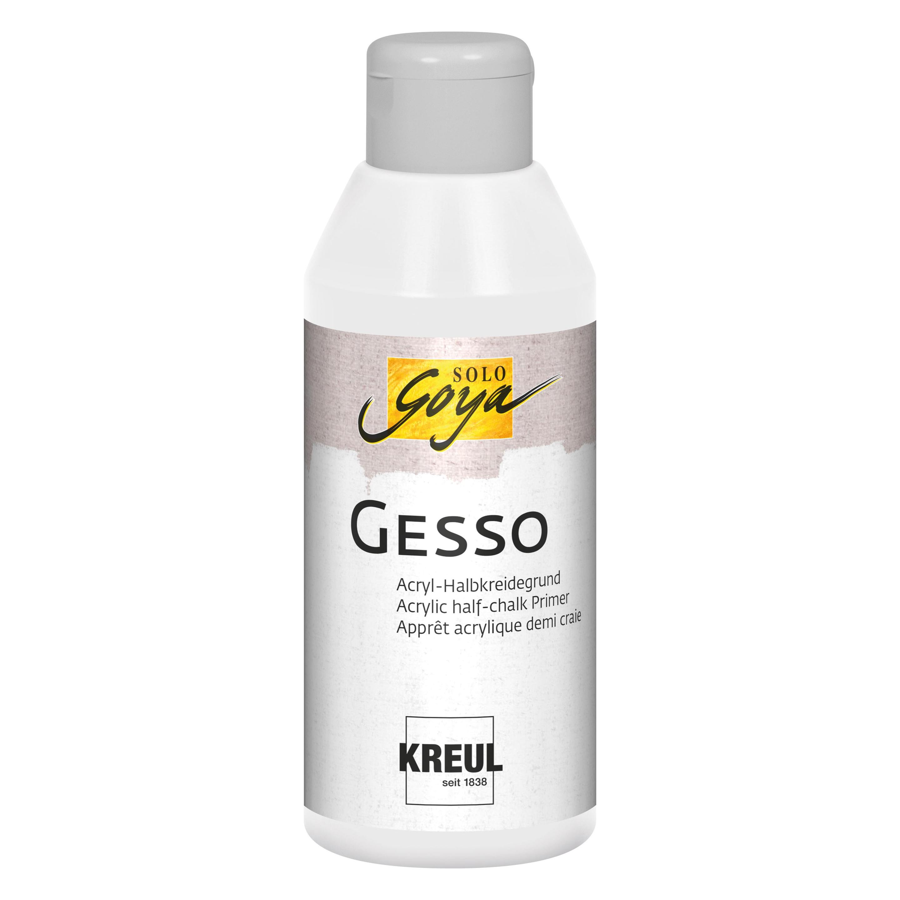 Kreul 85271 - SOLO GOYA Gesso weiss, 250 ml, Grundierung von Maluntergründen auf Acryl-Halbkreidebasi (250 ml) (85271)