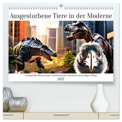 Ausgestorbene Tiere in der Moderne (hochwertiger Premium Wandkalender 2027 DIN A2 quer), Kunstdruck in Hochglanz