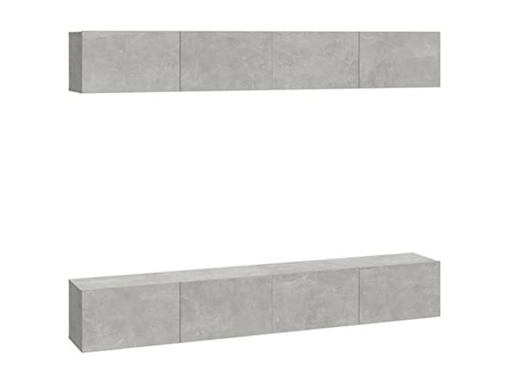 GKHPYURE TV-Möbel zur Wandmontage, 4 Stück, Zementgrau, 100 x 30 x 30 cm Mehrschichtholz, 2 Möbelfächer, Klappen, Wandmontage