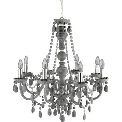 SEARCHLIGHT Kronleuchter "Hängeleuchte Marie Therese, 8-flammig", grau (grau, chromfarben), 8, Ø 74cm H: 77cm, 1 Stk., Leuchten, Glamourös, Kronleuchter