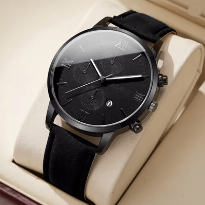 Inspire Essentials Mens Roman Dial Quartz Watch Leather Band Business Style 1pc A Without Box