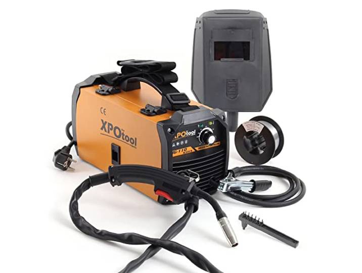 XPOtool Poste de soudage MIG100 Inverter FCAW – sans gaz\, avec Dévidoir Fil fourré – Flux et IGBT – Soudure