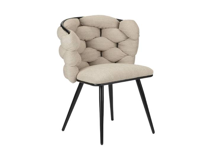 Designerstuhl „Rock“ mit Chenille Bezug - Light Beige Chenille Light Beige Global Interiors