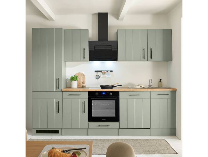 Cuisine Anton 280cm Vert/Vert roseau Induction Avec électroménager
