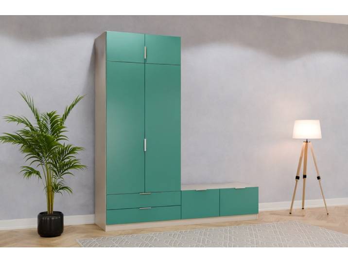 Garderobenschrank nach Maß - RAL 6033 Minttürkis - 244x216x59cm - Individuell konfigurieren