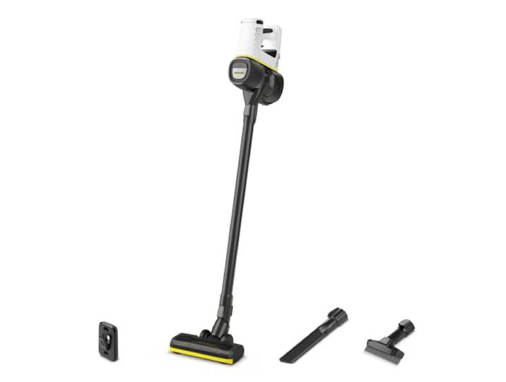 KÄRCHER Aspirateur sans Fil VC 4 myHome\, 2 Vitesses d'Aspiration\, Autonomie : jusqu'à 30 Min\, Poids : 2\,3 kg\, Batterie : 21\,6 V\, Support Mural\, Suceur Sol et Fentes\, Brosse à Poussière 2 en 1