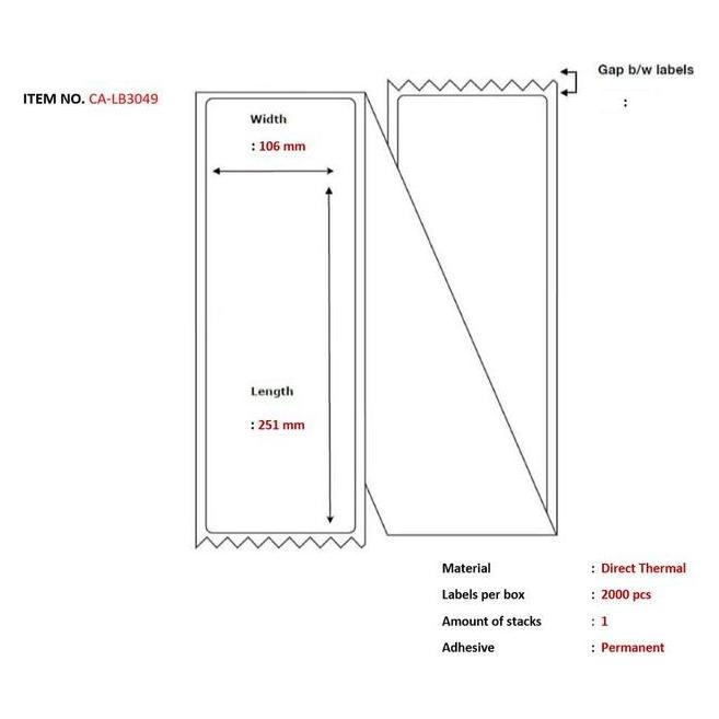Capture Label 106x251, Core Fanfold. (CA-LB3049)