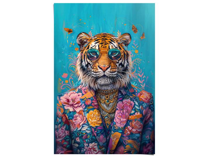 Poster REINDERS Dressed Tiger , bunt (farbe bild(er): mehrfarbig), B:61cm H:91,5cm T:0,1cm, Bilder, Poster, Teenager Zimmer - Mehrfarbig - 150 gr. Papier - Tiere - 61x91,5 cm