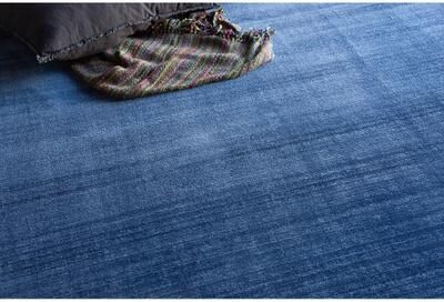Exquisite Rugs Martelli Modern Handmade Handloomed Silky Nylon Navy Area Rug