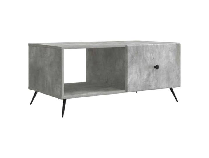 Couchtisch Beton Grau 90x50x40cm Zeitschriftenfach, Metallknöpfe, konische Beine, Holzwerkstoffplatte, pflegeleicht