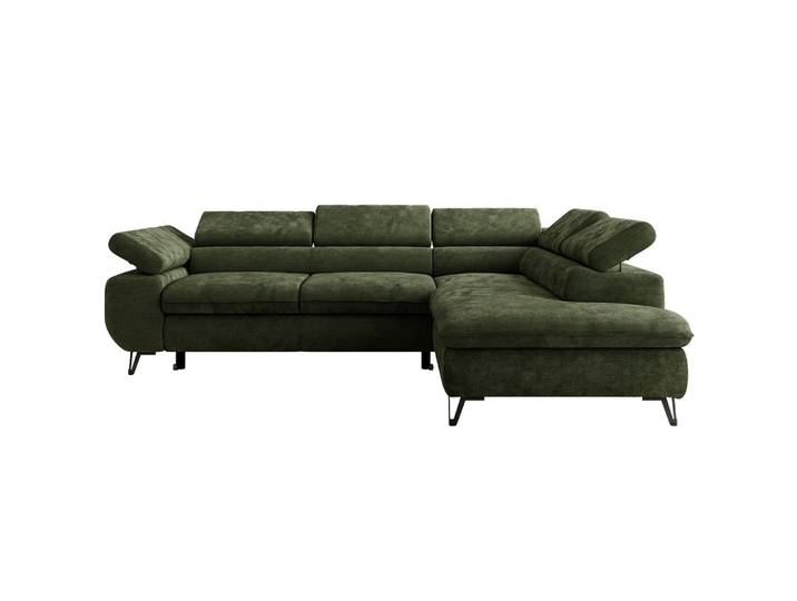 ECKSOFA PABLO L Dunkelgrün Schenille glatt - Rechts Seite