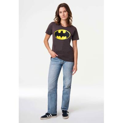 T-Shirt LOGOSHIRT "Batman - Logo", Damen, Gr. XS, grau, 100% Baumwolle, unifarben, normal, Rundhals, Shirts T-Shirt, mit trendigem Print