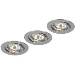 Deckenspot Einbaulampe Einbaustrahler Deckenleuchte Lampe Wohnzimmerlampe, Metall Chrom rund, GU10 Fassung, D 9,7cm, 3er Set
