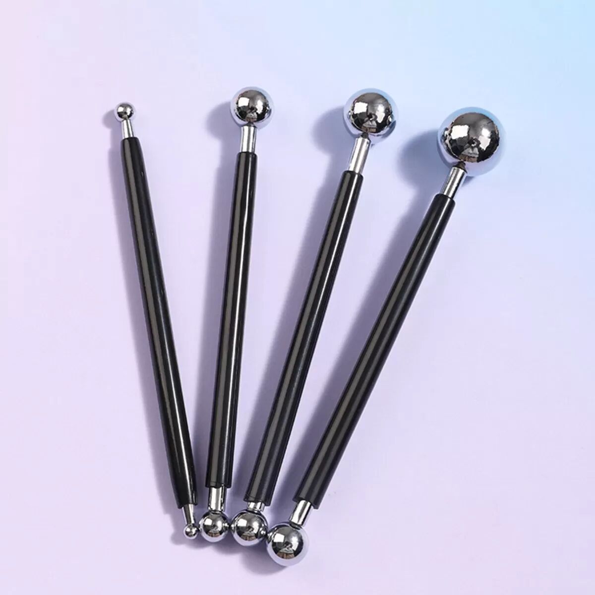 INF Ensemble de Stylos à Bille Noirs - 4 Outils de Sculpture d'Argile en Acier Inoxydable