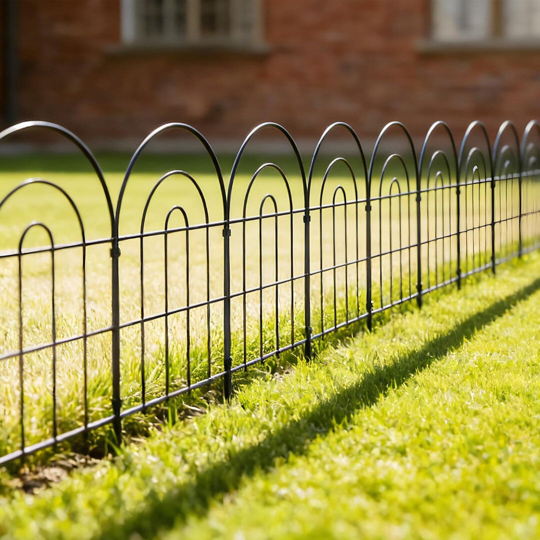 Rio 60cm H x 3.3m L(Panels) Metal Garden Fence, No-Dig Outdoor Decorative Border for Flower Beds, Yards and Light Animal Barriers Black 34cm W X 61.9cm H X 5.9cm D