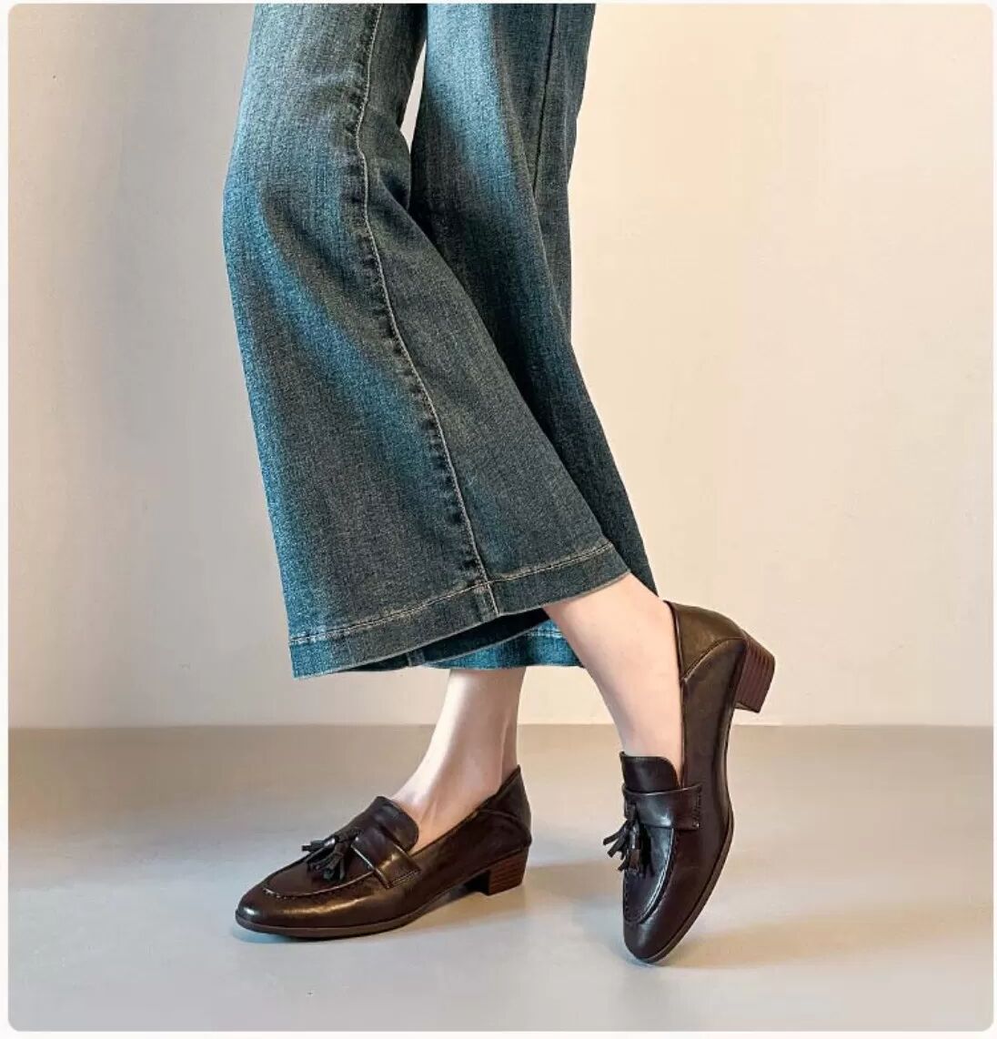 INF Elegante Damen-Slipper Loafer mit Blockabsatz: Stilvolle und bequeme Klassische Schuhe Braun 37