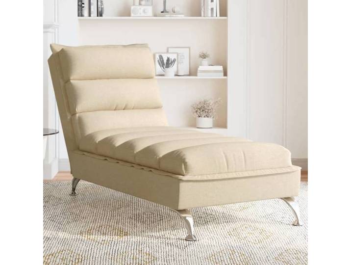 Chaise longue avec coussins crème tissu 379473