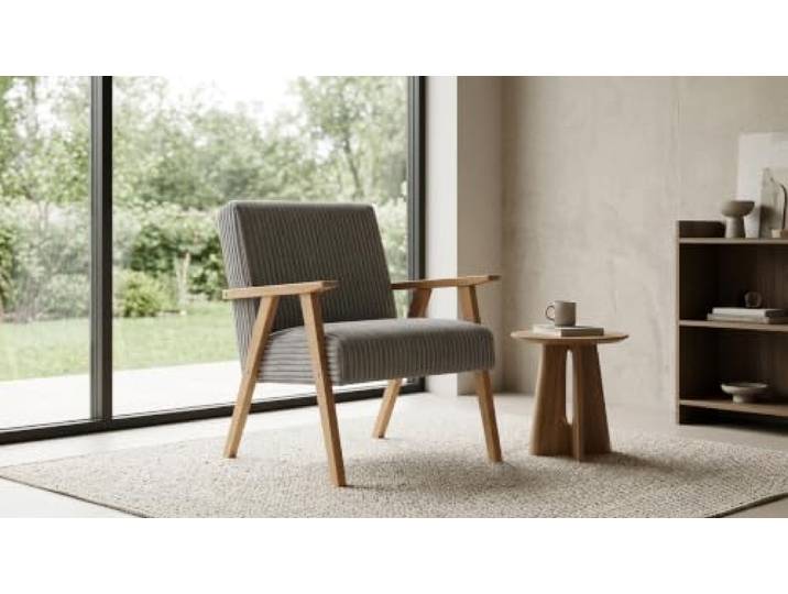 Family Meble Sessel Soler Apollo – Retro-Sessel im Vintage-Stil mit Stoff-Bezug – Grau · 55