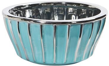 Nearly Natural "7.25"" Teal Vase with Silver Burnishing"