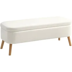 TRUHENBANK mit Fleece-Optik, Holzbeine für Wohnzimmer