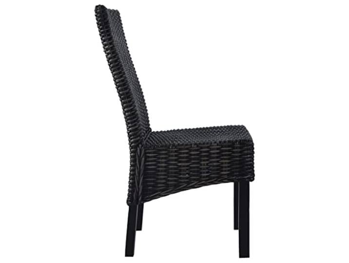 KLGBNCVE Esszimmerstühle 6 STK. Schwarz Kubu Rattan und Mangoholz Handgeflochtenes Kubu-Rattan, Mangoholz-Rahmen, Sitzbezug Rattan, max. 110 kg, Küche und Esszimmer