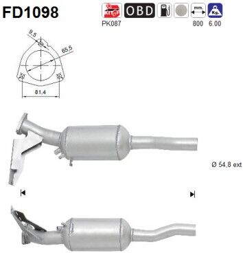 As Ruß-/partikelfilter, Abgasanlage Abganlage Fd1098 Für Audi