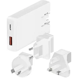 Maxtrack Reiseadapter Schnellladegerät USB A und USB C (45 W, 2 Ports), USB Ladegerät, Schwarz