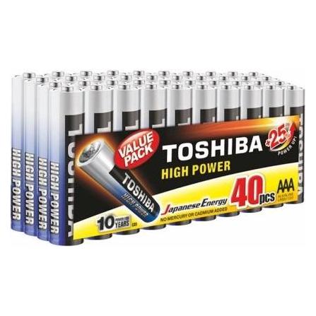 Toshiba High Power batterier Alkaline, AAA, 40 stk. (40 Stk., AAA) (4904530594021)