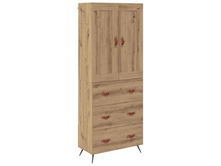 Highboard Artisan-Eiche 69,5 x 34 x 180 cm Holzwerkstoff Schwarze Beine, obere Fläche für Dekoration, Rückenteil, Esszimmer, Küche, minimalistischer Look, Stauraum