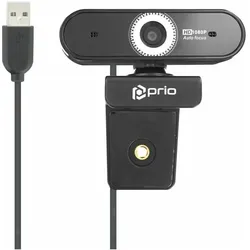 prio Full HD 1080P Autofokus Webcam schwarz (2.07 Mpx), Webcam, Schwarz