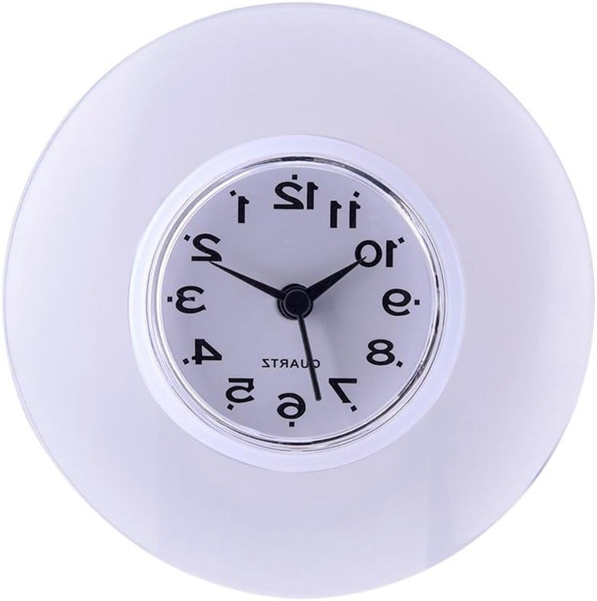 Mini Doucheklok Waterdichte Wandklok voor Badkamer en Keuken - Wit - Diameter: 8,6 cm