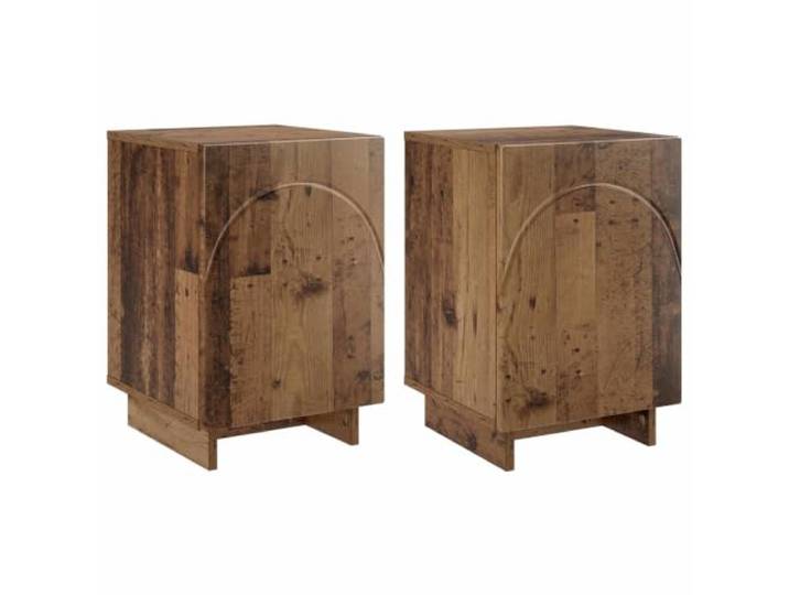 Tmriohed 2er Set Nachttisch Altholz 33,5x34,5x50 cm Holzwerkstoff Stilvolles 2er Set Nachtkommode im Altholz-Design für Schlafzimmer und Wohnzimmer, kompakter Stauraum mit Drehtür.