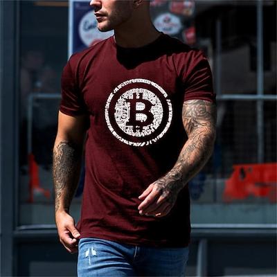 Herren Bitcoin Crypto Grafik T-Shirt Kurzarm Blockchain Schaltkreis-Design