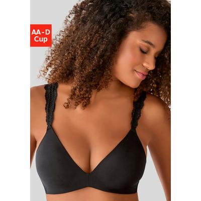 Push-up-BH LASCANA "BH ohne Bügel, bügelloser BH, T-Shirt-BH, Racerback BH", Damen, Gr. 75, Cup A, schwarz, Microtouch, Obermaterial: 60% Polyamid, 35% Polyester, 5% Elasthan, BHs Push-up-BH, ohne Bügel, mit Spitzenträgern, bequemer BH, T-Shirt-BH,...