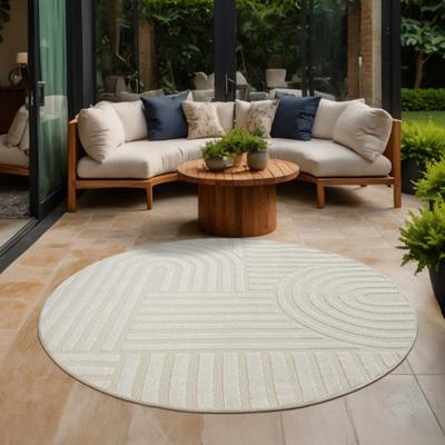 Teppich SANAT "Berlin 1, auch als Läufer und in Rund", beige (creme), H:6mm Ø:200cm, Kunstfaser, Teppiche, Teppich, In -und Outdoor geeignet, Außenbereich, Terrasse, Balkon, auch Läufer