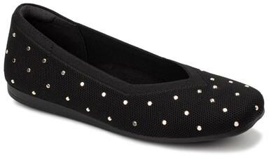 Women's Niki Stretch Knit Flat by Ros Hommerson in Black Knit Studs (Size 7 N)