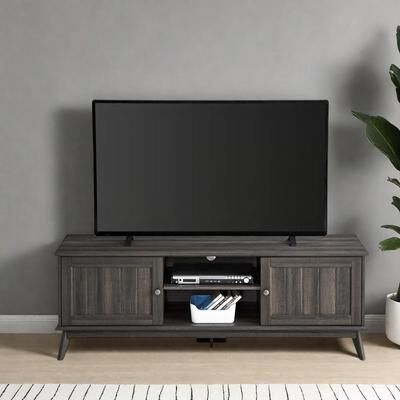 Caffoz Newport Modern TV Stand Golden Oak Media Console Entertainment Center for Living Room, Stylish Storage Cabinet with Shelves
