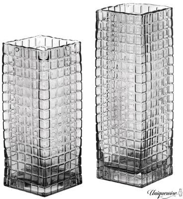 Uniquewise Pair of 10 and 12-Inch Wood and Glass Inlay Vases - Merging the Natural Warmth and Texture of Wood with the Elegance and Color
