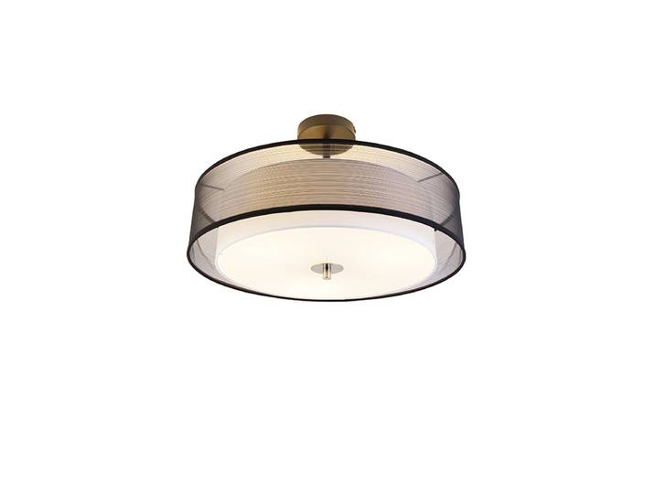 Plafonnier moderne noir avec blanc 50cm 3 lumières - Drum Duo