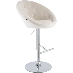 CLP Barhocker London Samt chrom - Farbe: creme, Gestellfarbe: chrom