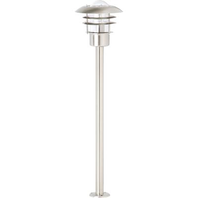 Außen-Stehlampe BRILLIANT "TERRENCE", silber (edelstahlfarben), H:90cm, Leuchten, Standleuchte Außenstandleuchte, 90 cm Höhe, Ø 22 cm, E27, IP44, Metall/Glas, edelstahl