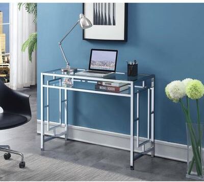 Convenience Concepts Town Square Chrome Desk With Shelf