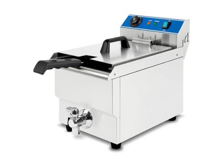 VERTES Friteuse aus Edelstahl 13 Liter Fassungsvermögen, 50-200°C, 3000W, 230V, Kaltzonenprinzip, Professionelle Gastronomie Fritteuse mit Ablasshahn, leichte Reinigung, Gastro Fritöse