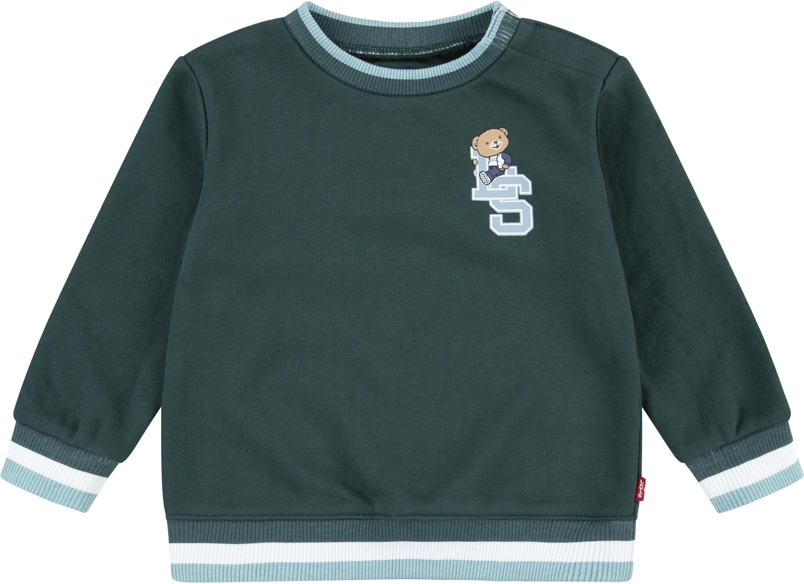 Sweatshirt LEVI'S KIDS "LVB VARSITY LEVI TIPPED CREW", Jungen, Gr. 36M (98), grün (bistro grün), Sweatware, Obermaterial: 60% Baumwolle, 40% Polyester, bedruckt, normal, Rundhals, Bündchen, Sweatshirts Sweatshirt, mit Bärchenprint, for Boys bistro grün 36